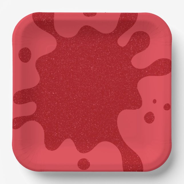 Customizable Tomato Red Splatter Party Paper Plate (Front)