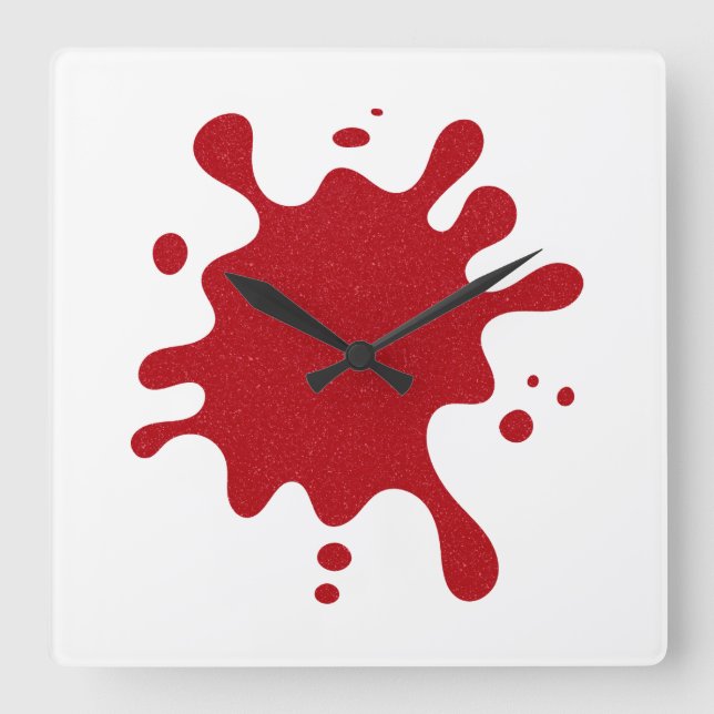 Customizable Tomato Red Splatter Wall Clock (Front)