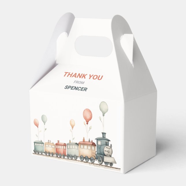 Customizable Train-Themed Gable Gift Box/Favor Box (Front Side)
