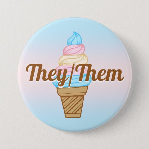 Customizable Transgender Pride Ice Cream Pronouns Button