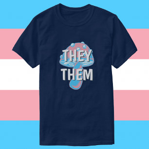 Customizable Transgener Flag Mushroom Pronouns T-Shirt