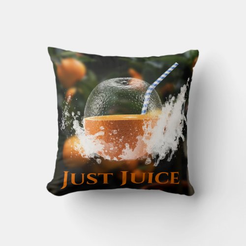 Customizable Translucent Orange Motif With Straw Throw Pillow