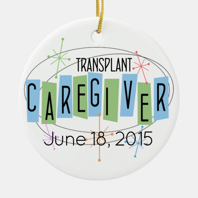 Customizable Transplant Caregiver w/ Custom Photo Ceramic Ornament (Front)