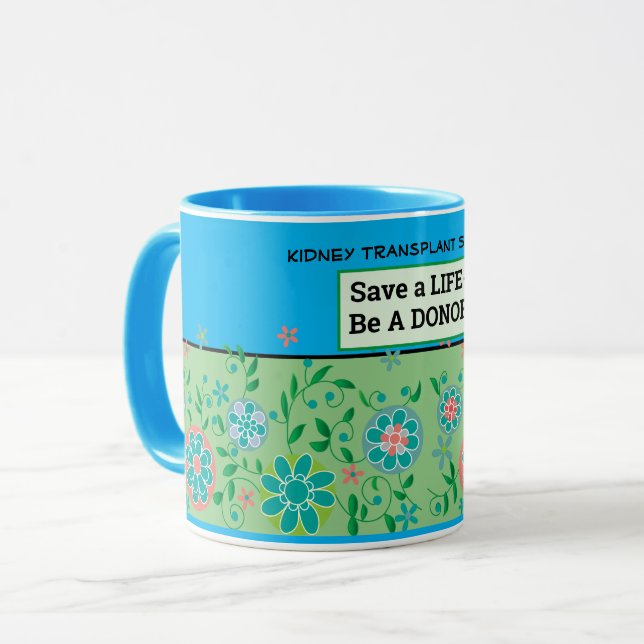 Customizable Transplant Donation Floral Coffee  Mug (Front Left)