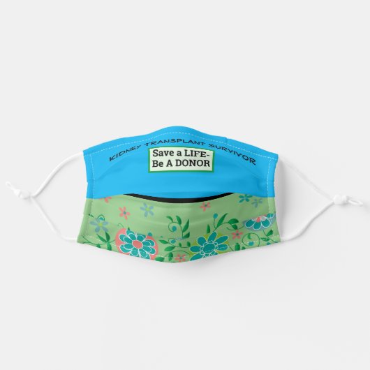 Customizable Transplant Donation Floral Mask (Front, Unfolded)