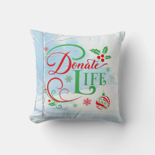 Customizable Transplant Recipient and Christmas Throw Pillow
