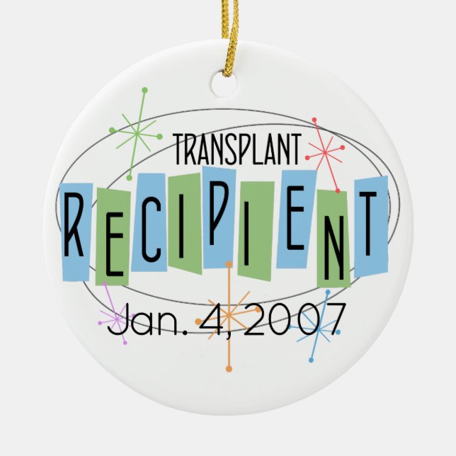 Customizable Transplant Recipient and Custom Photo Ceramic Ornament (Front)
