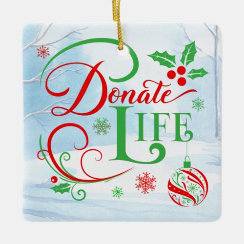 Customizable Transplant Recipient Christmas Cerami Ceramic Ornament