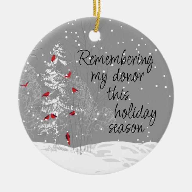 Customizable Transplant Recipient Christmas Ceramic Ornament (Front)