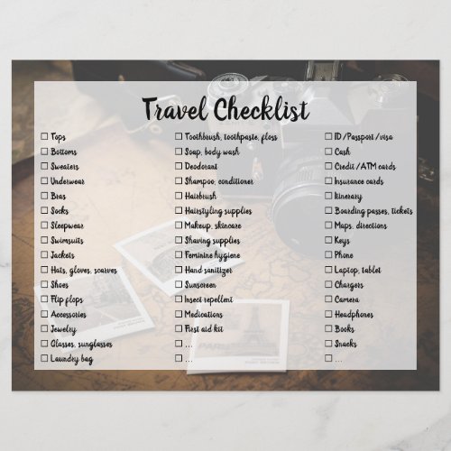 Customizable Travel Packing List Checklist