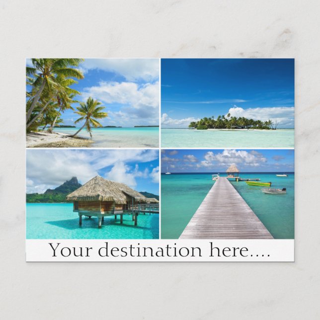 Customizable travel photo collage postcard (Front)
