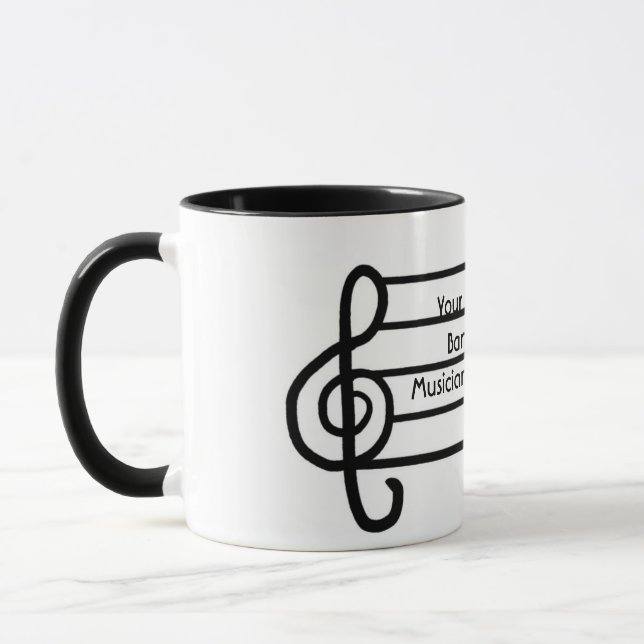 Customizable treble clef musician coffee mug (Left)