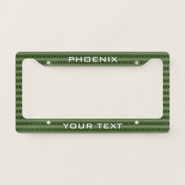 Customizable Trendy Green Trippy Wavy Pattern Cool License Plate Frame (Front)