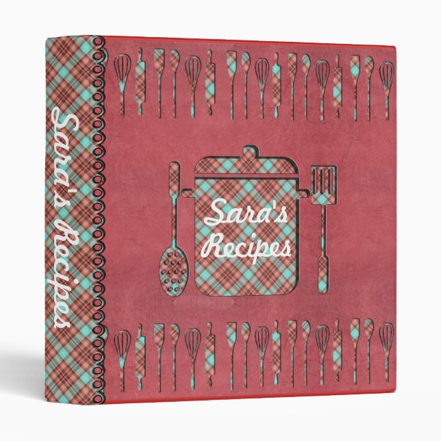 Customizable Trendy Pastel Pink and Blue Recipe Binder (Front/Spine)