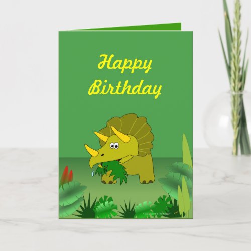 Customizable Triceratops Dinosaur Happy Birthday Card