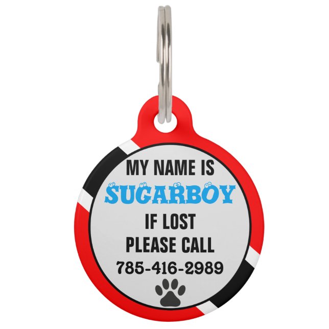 Customizable Trinidad and Tobago Pet Name Tag (Front)