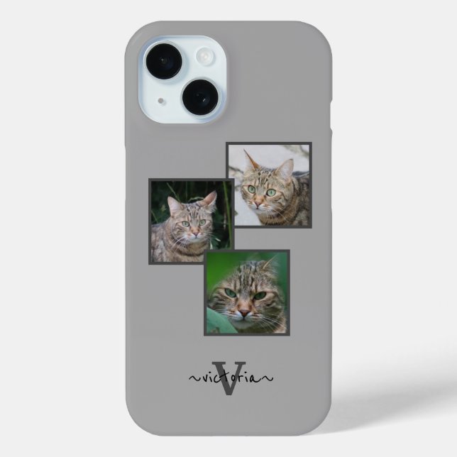 Customizable Triple Pet Portrait Phone Case (Back)
