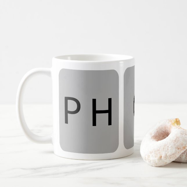 Customizable TRIPTYCH One photo for three windows Coffee Mug (With Donut)