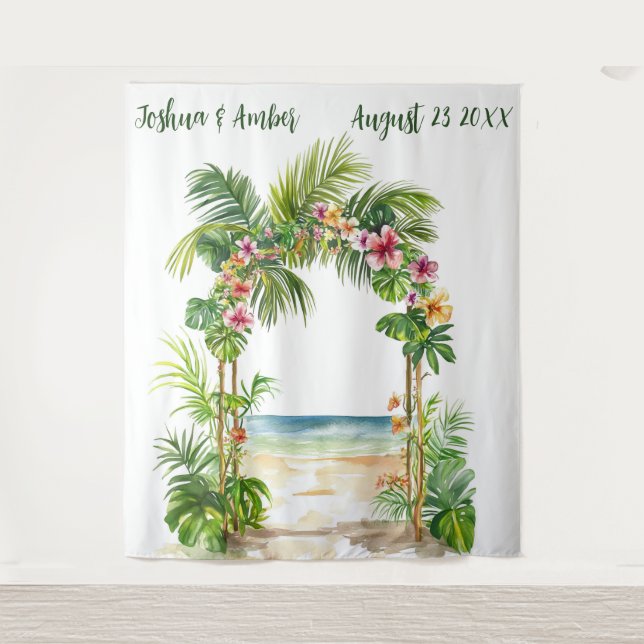 Customizable Tropical Beach Arch Wedding Backdrop (Front)