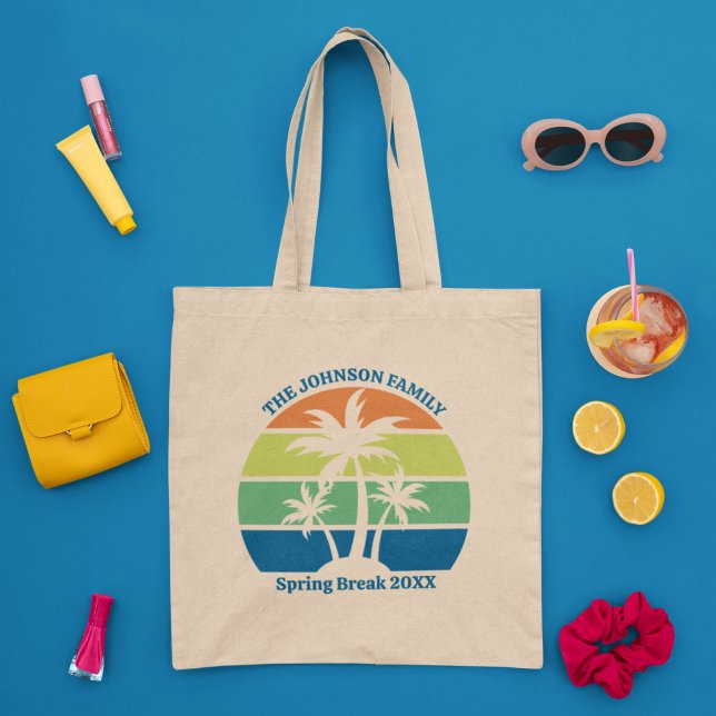 Customizable Tropical Beach Palm Trees Family Trip Tote Bag (Creator Uploaded)