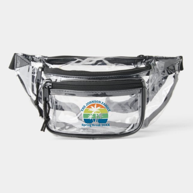Customizable Tropical Beach Trip Palm Tree Clear Fanny Pack (Front)