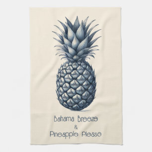 "Customizable Tropical Blue Pineapple   Kitchen Towel