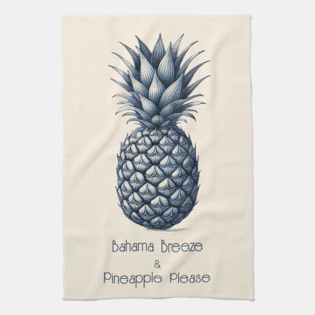 "Customizable Tropical Blue Pineapple   Kitchen Towel (Vertical)