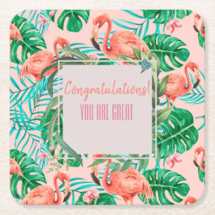 Customizable Tropical Event Square Paper Coaster