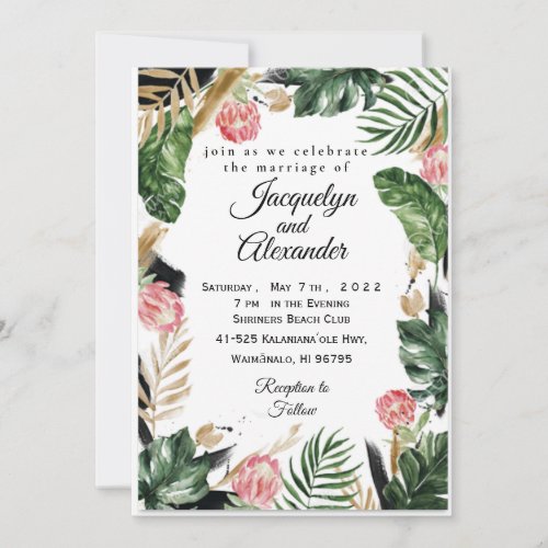 Customizable Tropical Flower Wedding Invitation