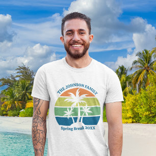 Customizable Tropical Island Palm Tree Family Trip T-Shirt