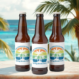 Customizable Tropical Island Palm Trees Party Beer Bottle Label
