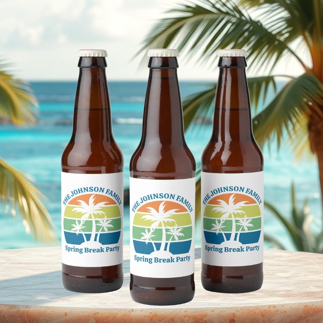 Customizable Tropical Island Palm Trees Party Beer Bottle Label (Creator Uploaded)