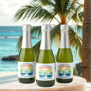 Customizable Tropical Island Palm Trees Party Mini Sparkling Wine Label