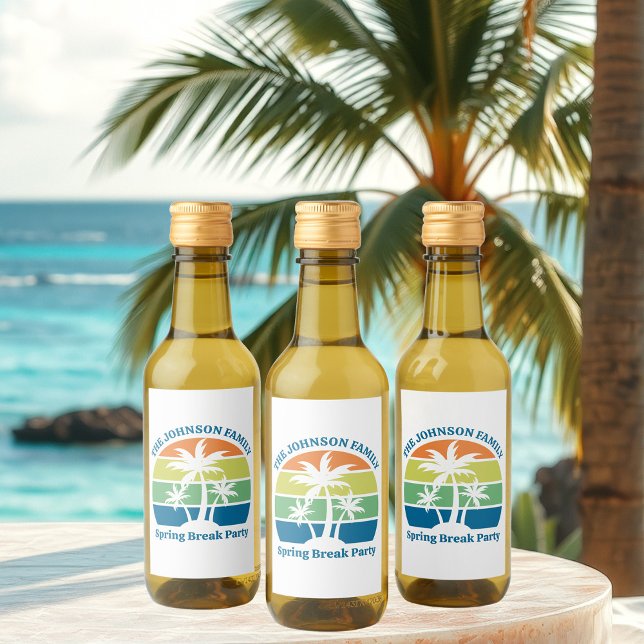 Customizable Tropical Island Palm Trees Party Mini Wine Label (Creator Uploaded)
