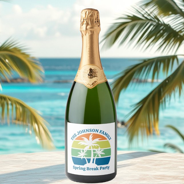 Customizable Tropical Island Palm Trees Party Sparkling Wine Label (Creator Uploaded)