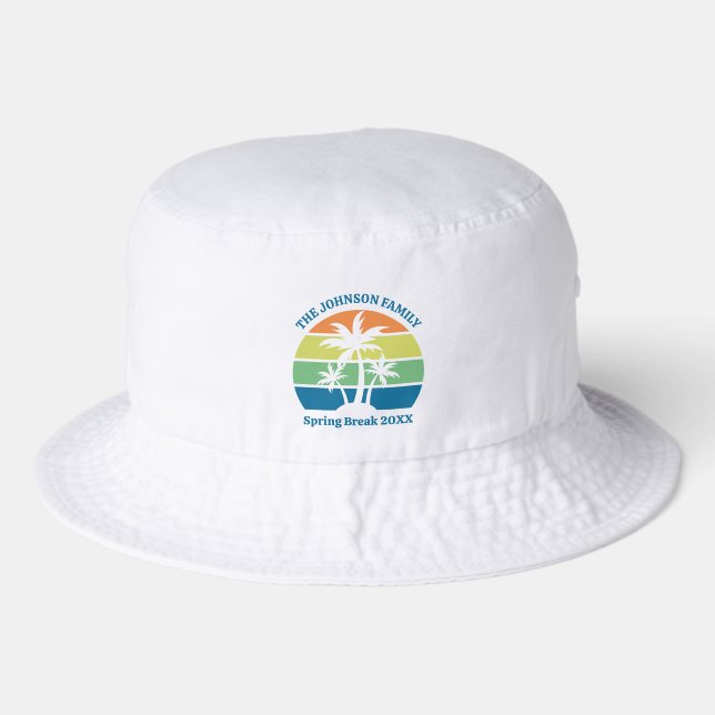 Customizable Tropical Island Trip Palm Trees Bucket Hat (Front)