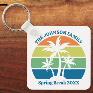 Customizable Tropical Island Trip Palm Trees Keychain