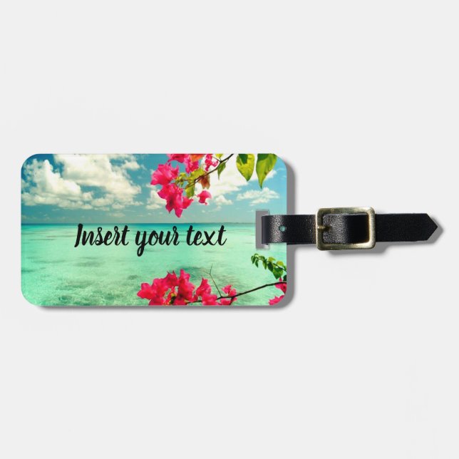 Customizable tropical scene luggage tag (Front Horizontal)