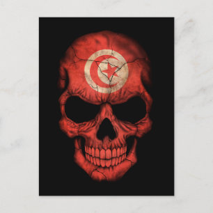 Customizable Tunisian Flag Skull Postcard