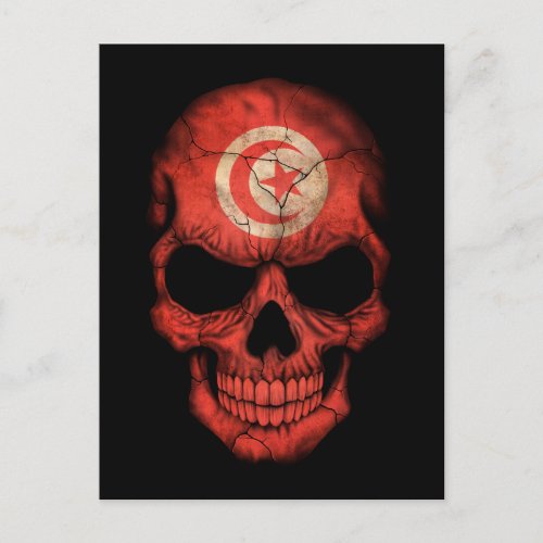 Customizable Tunisian Flag Skull Postcard