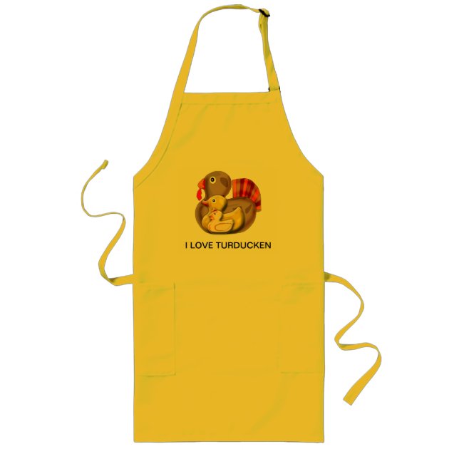 Customizable Turducken Design Long Apron (Front)