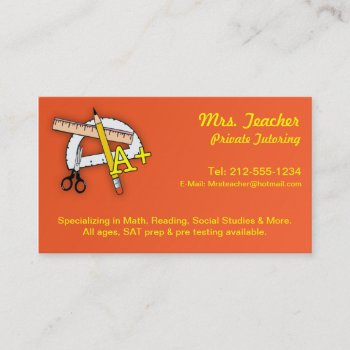 Customizable Tutor Business Cards by BigCity212 at Zazzle