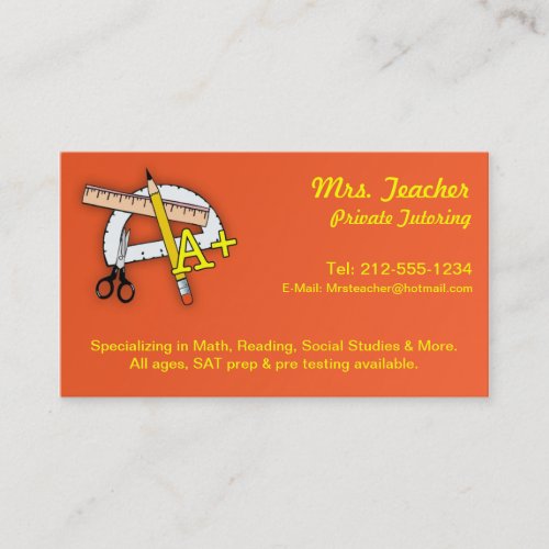 CUSTOMIZABLE Tutor Business Cards