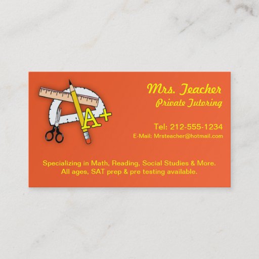 Customizable CUSTOMIZABLE Tutor Business Cards