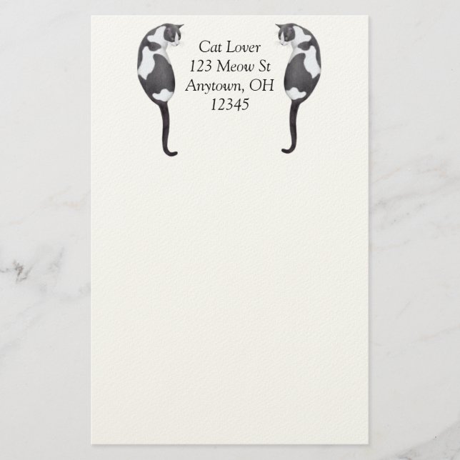 Customizable Tuxedo Cats Stationery (Front)