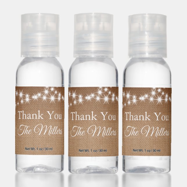 Customizable Twinkle Lights Thank You Ombre Burlap Hand Sanitizer (Set)