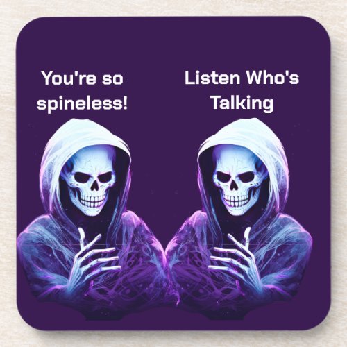 Customizable Two Funny Skeletons Beverage Coaster