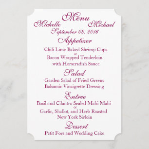 Customizable Two Sided WEDDING MENU
