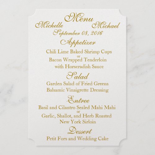 Customizable Two Sided WEDDING MENU