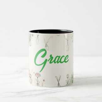 Customizable two tone floral coffee mug